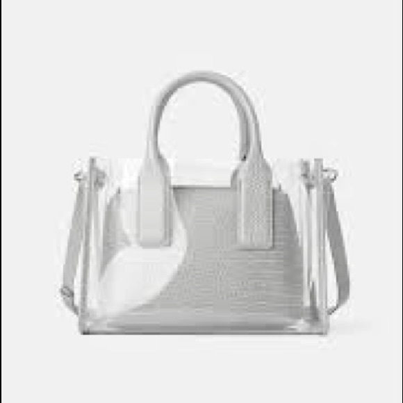 Zara vinyl city bag w/ grey croc print pouch - Picture 3 of 3